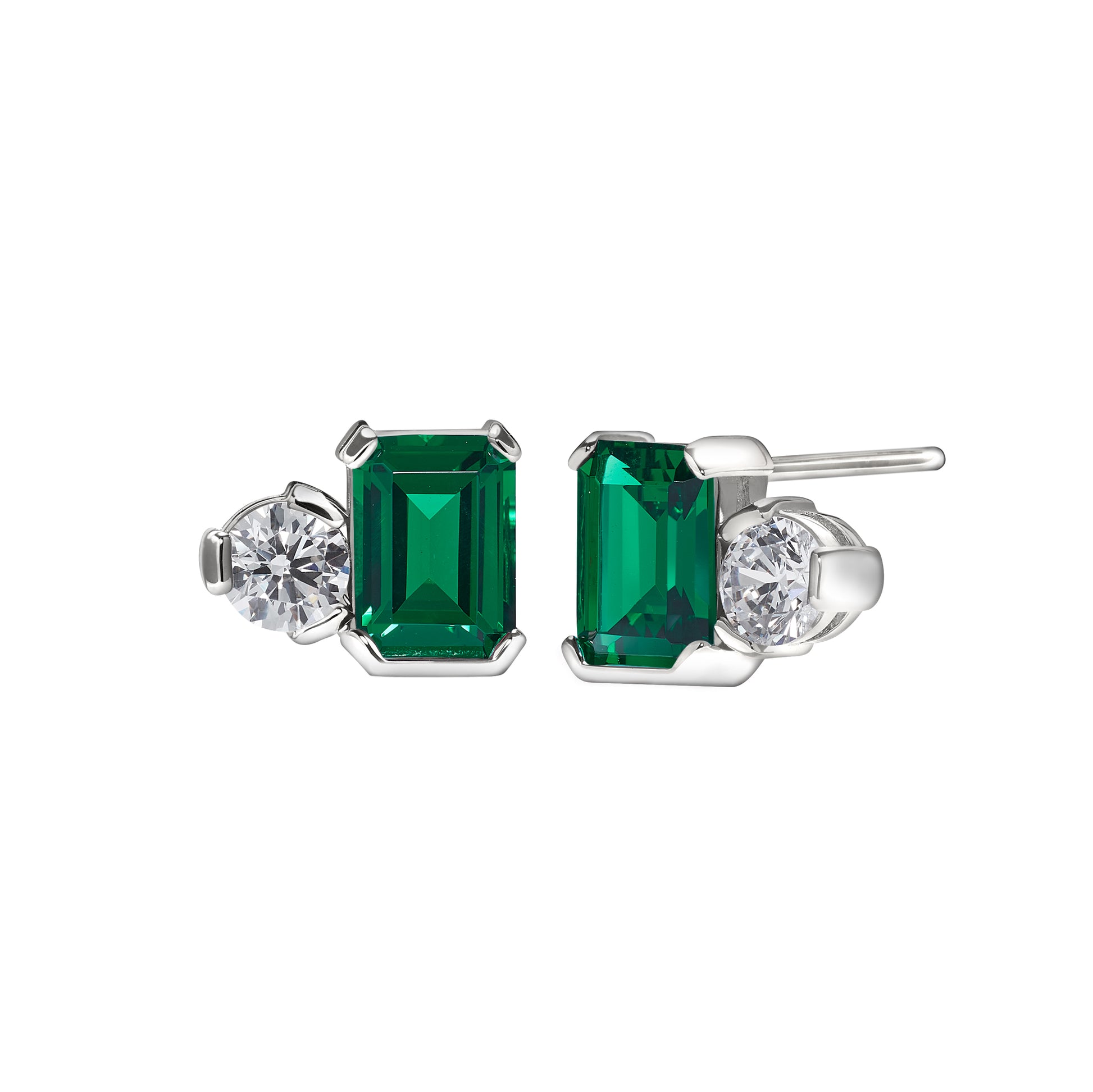 May Emerald Cut Birthstone Earrings