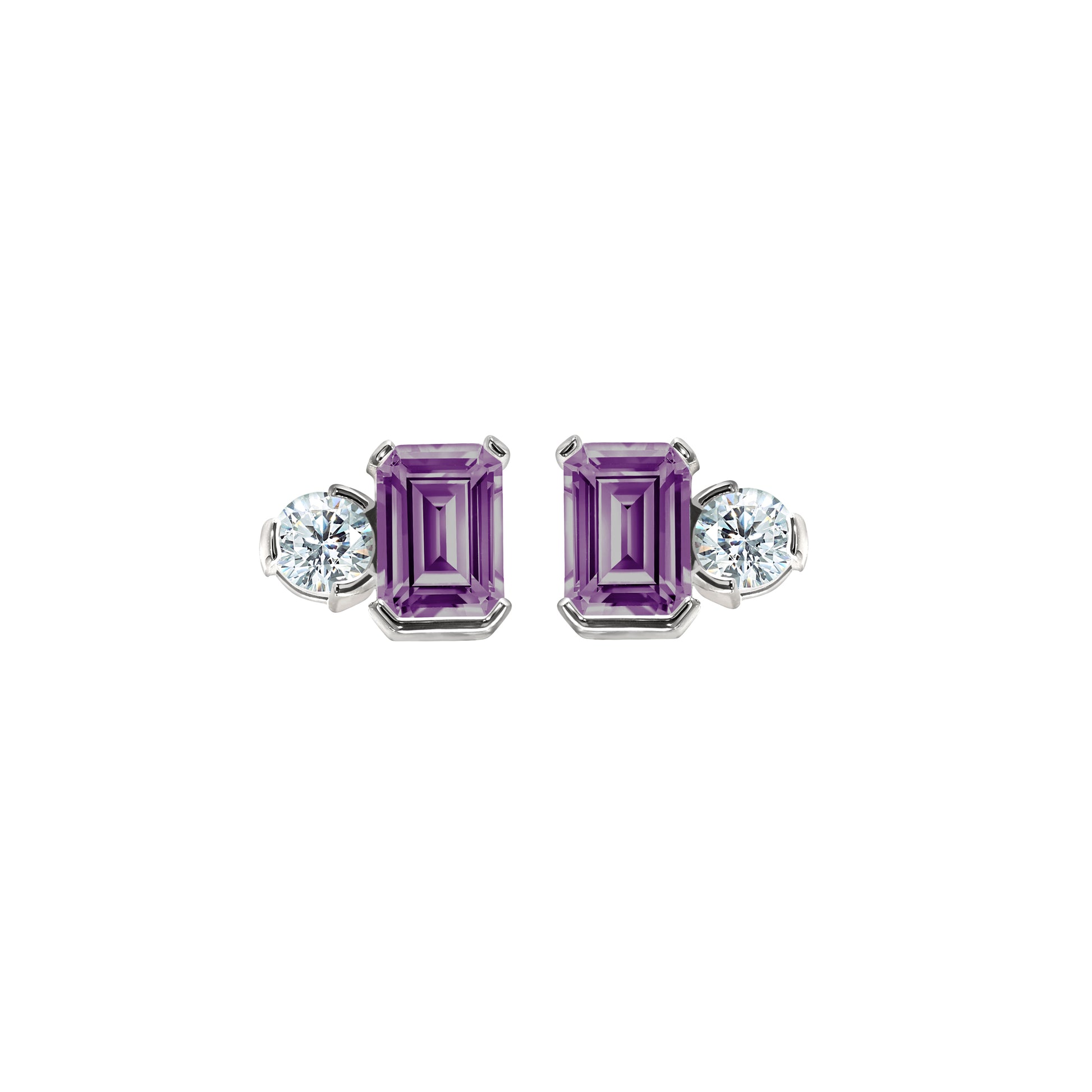 June Emerald Cut Birthstone Earrings