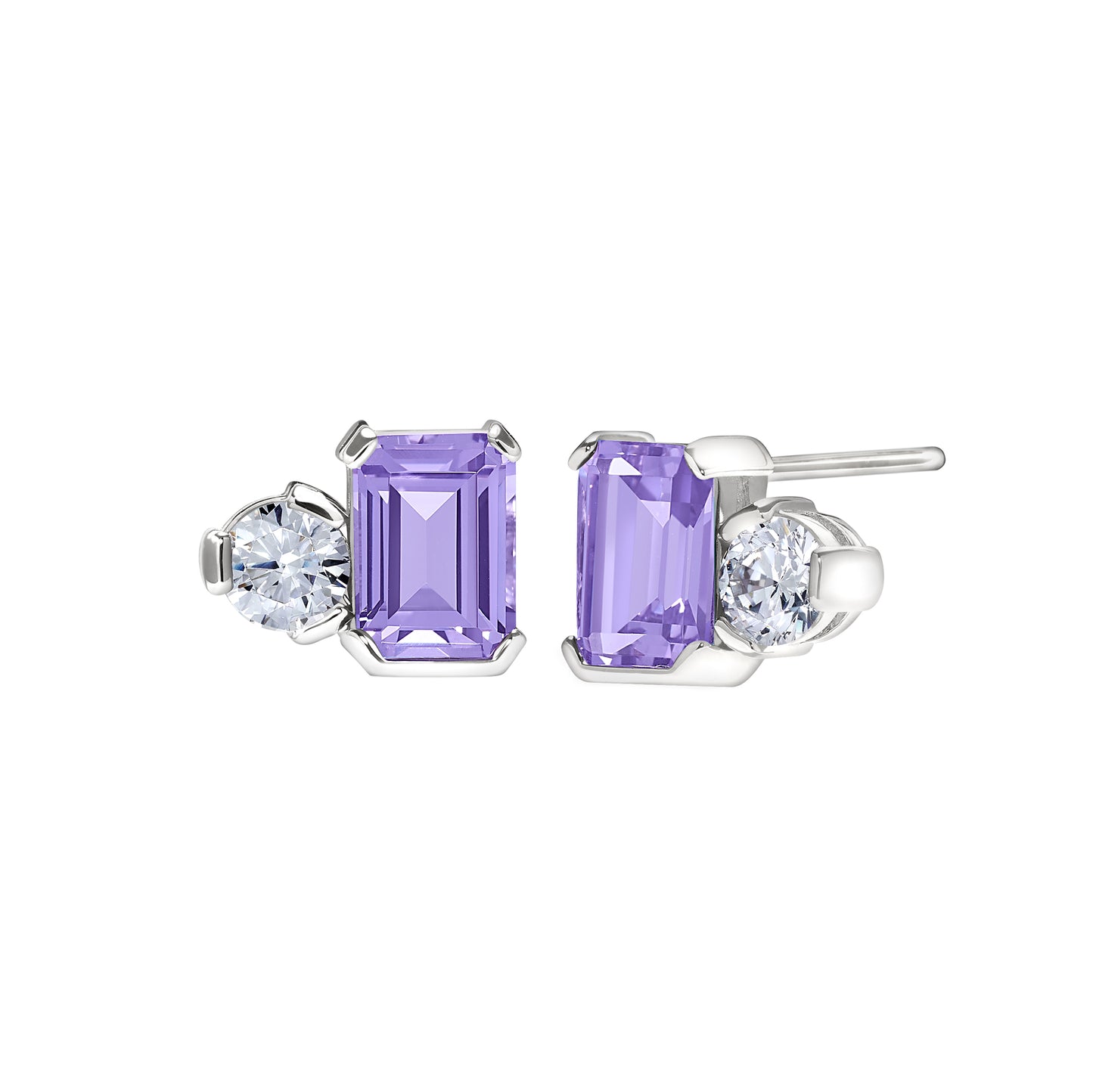 June Emerald Cut Birthstone Earrings