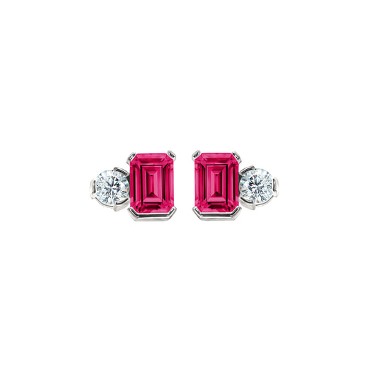 July Emerald Cut Birthstone Earrings