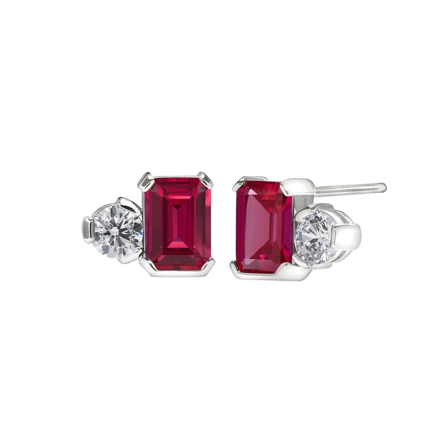 July Emerald Cut Birthstone Earrings