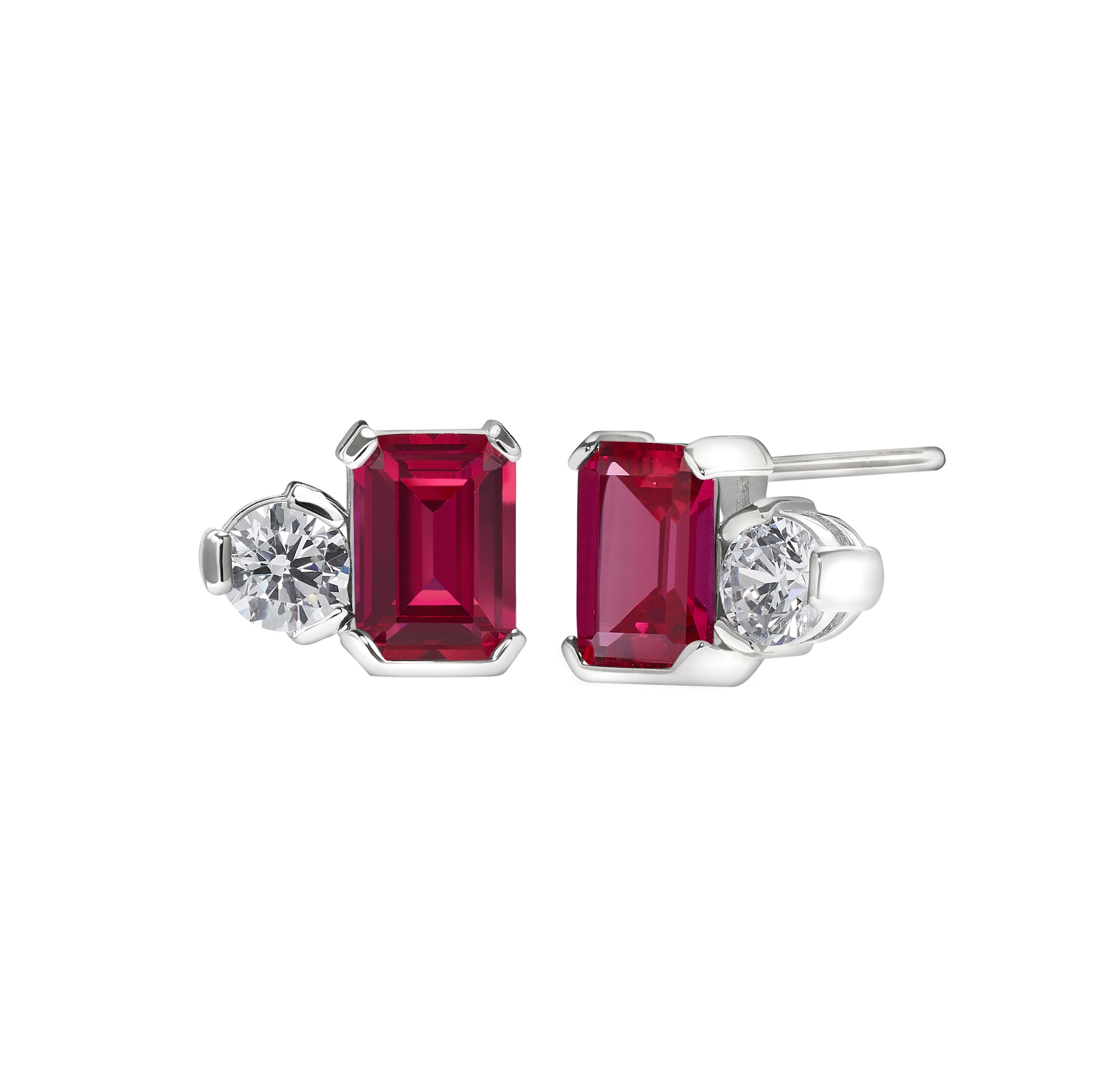 July Emerald Cut Birthstone Earrings