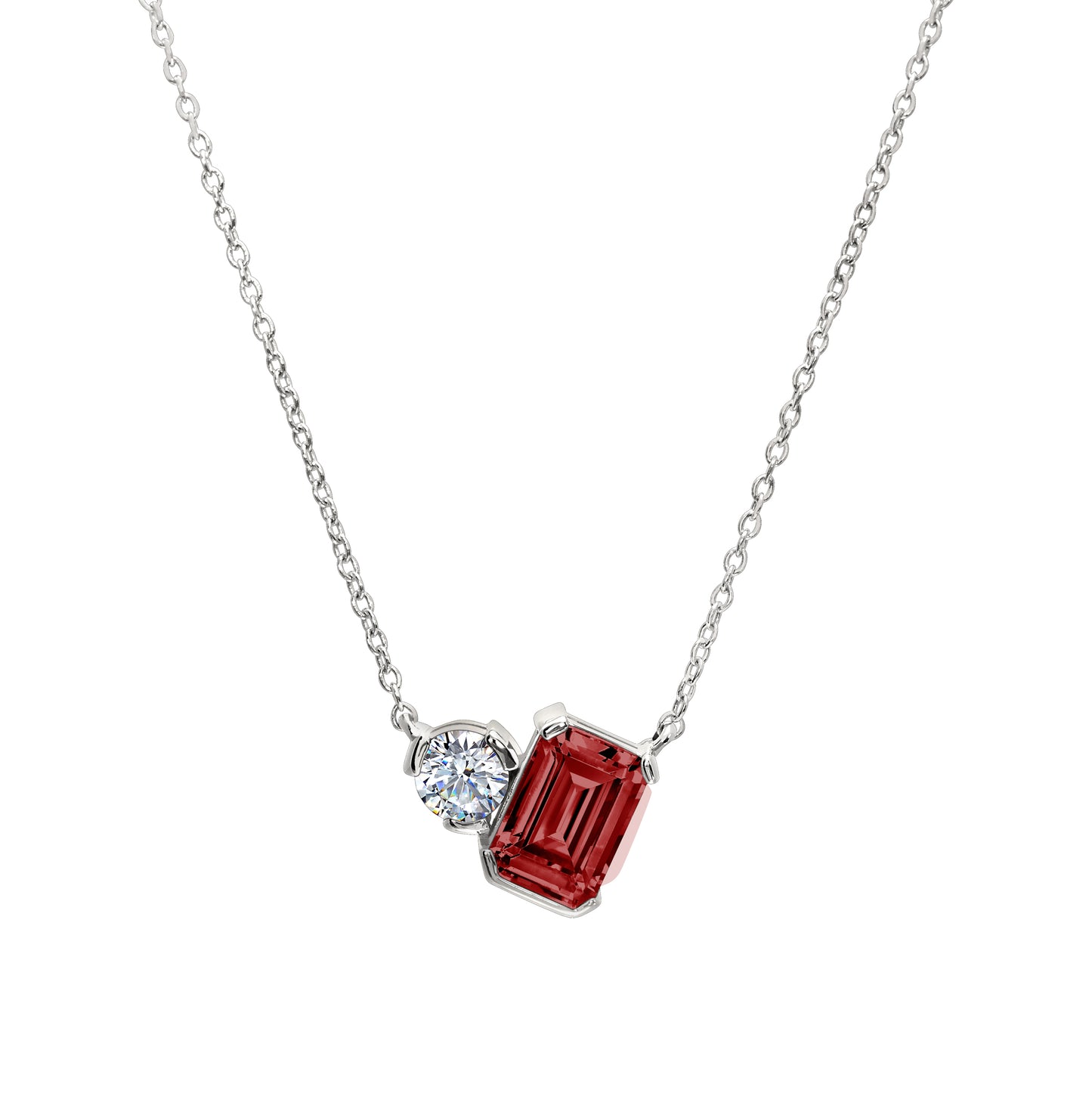 January Emerald Cut Birthstone Necklace