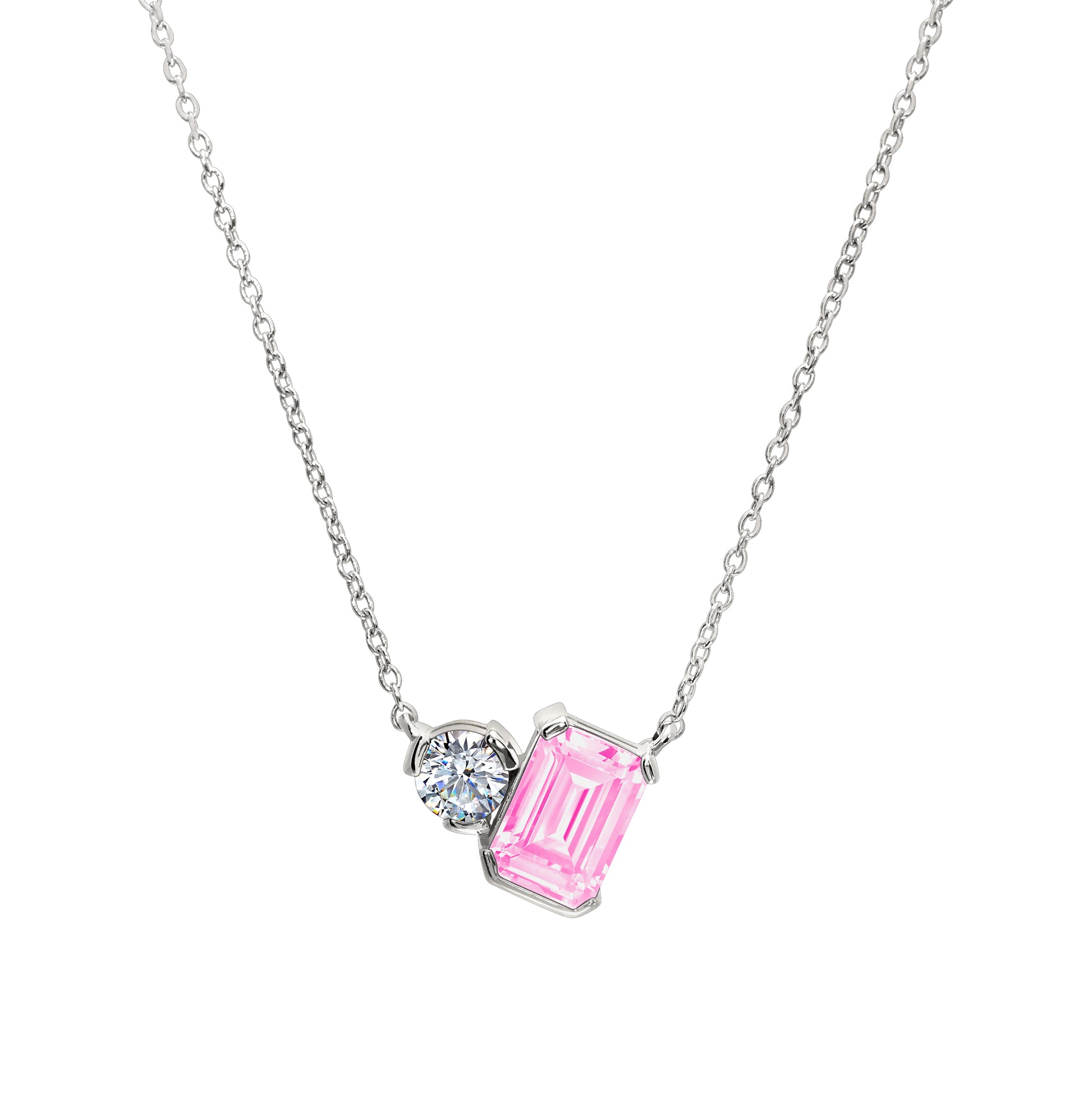 October Emerald Cut Birthstone Necklace