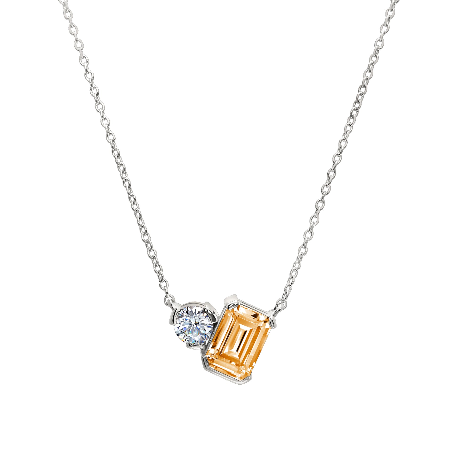 November Emerald Cut Birthstone Necklace