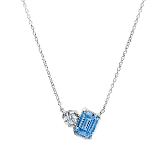 December Emerald Cut Birthstone Necklace