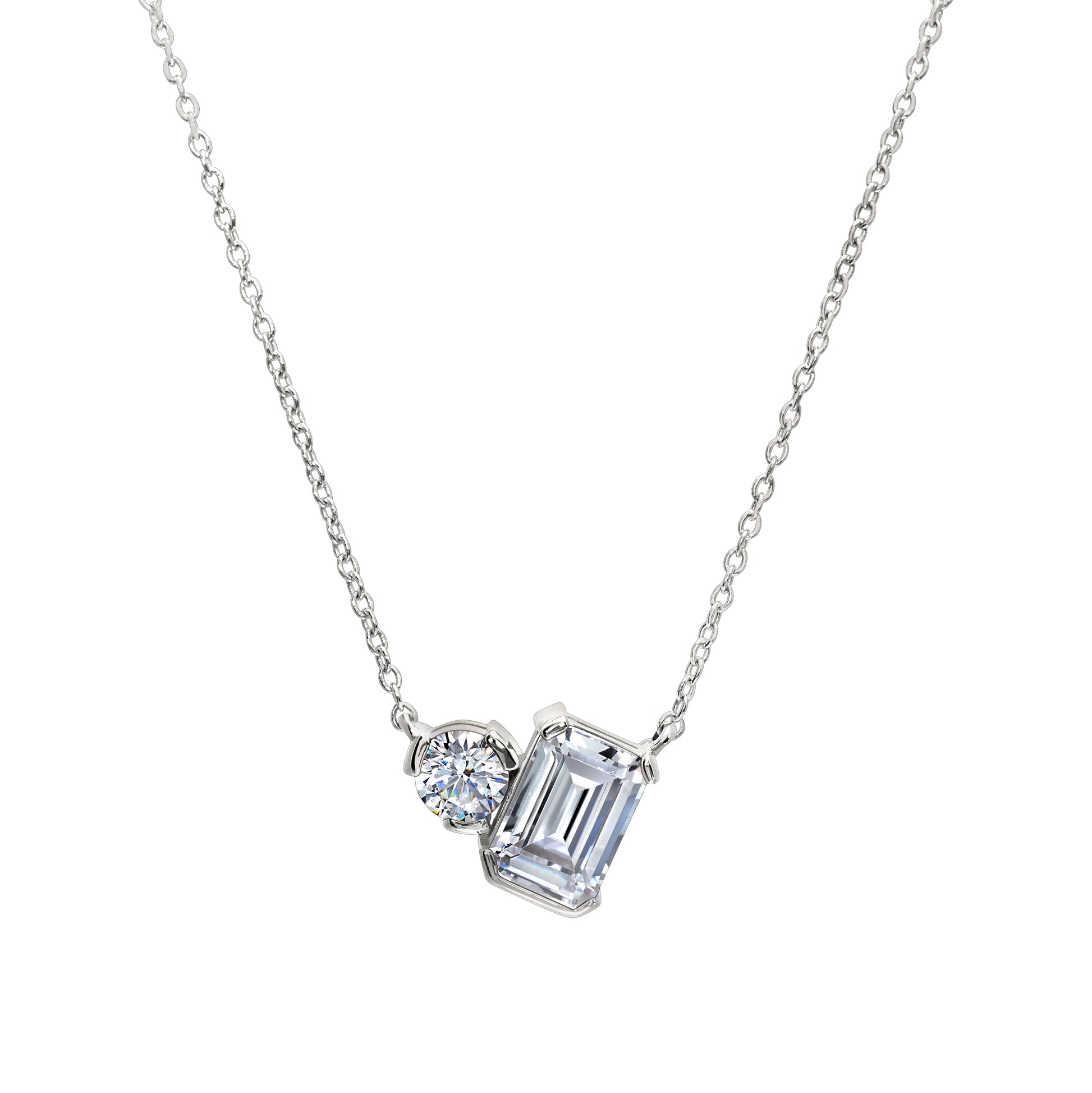 April Emerald Cut Birthstone Necklace