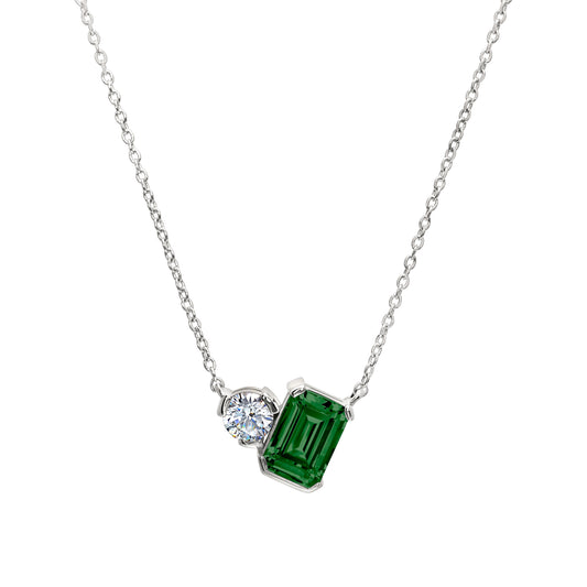 May Emerald Cut Birthstone Necklace