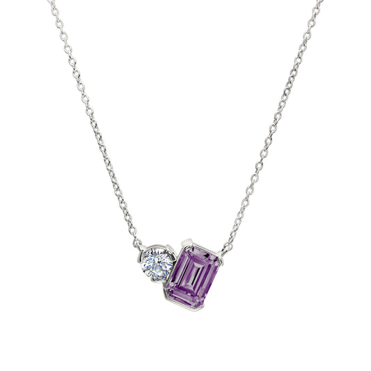 June Emerald Cut Birthstone Necklace