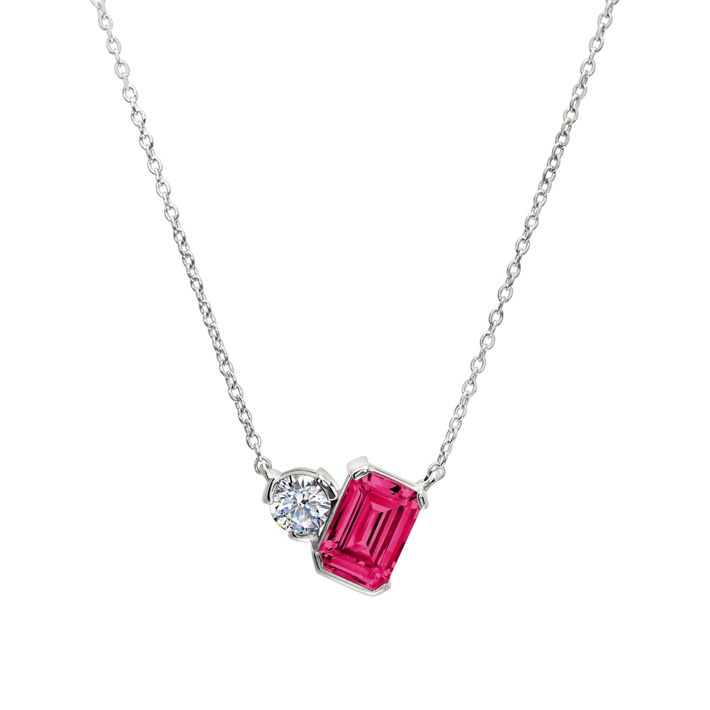 July Emerald Cut Birthstone Necklace