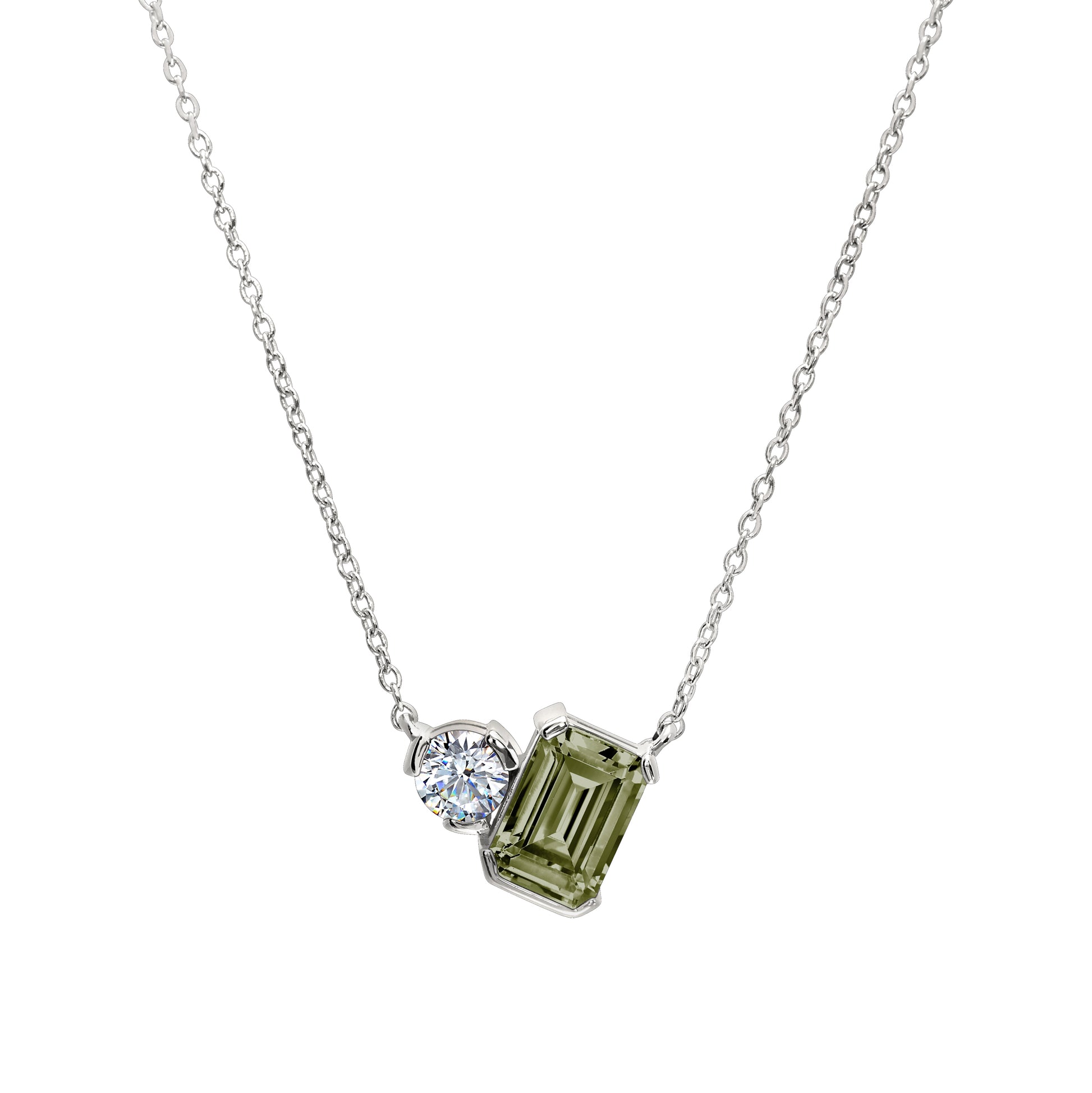 August Emerald Cut Birthstone Necklace