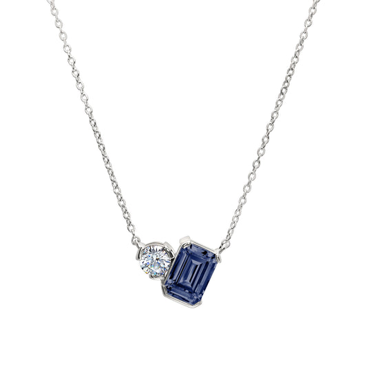 September Emerald Cut Birthstone Necklace