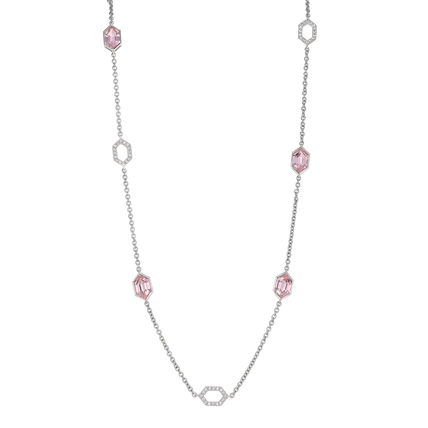 Morganite Hexagon Station Chain