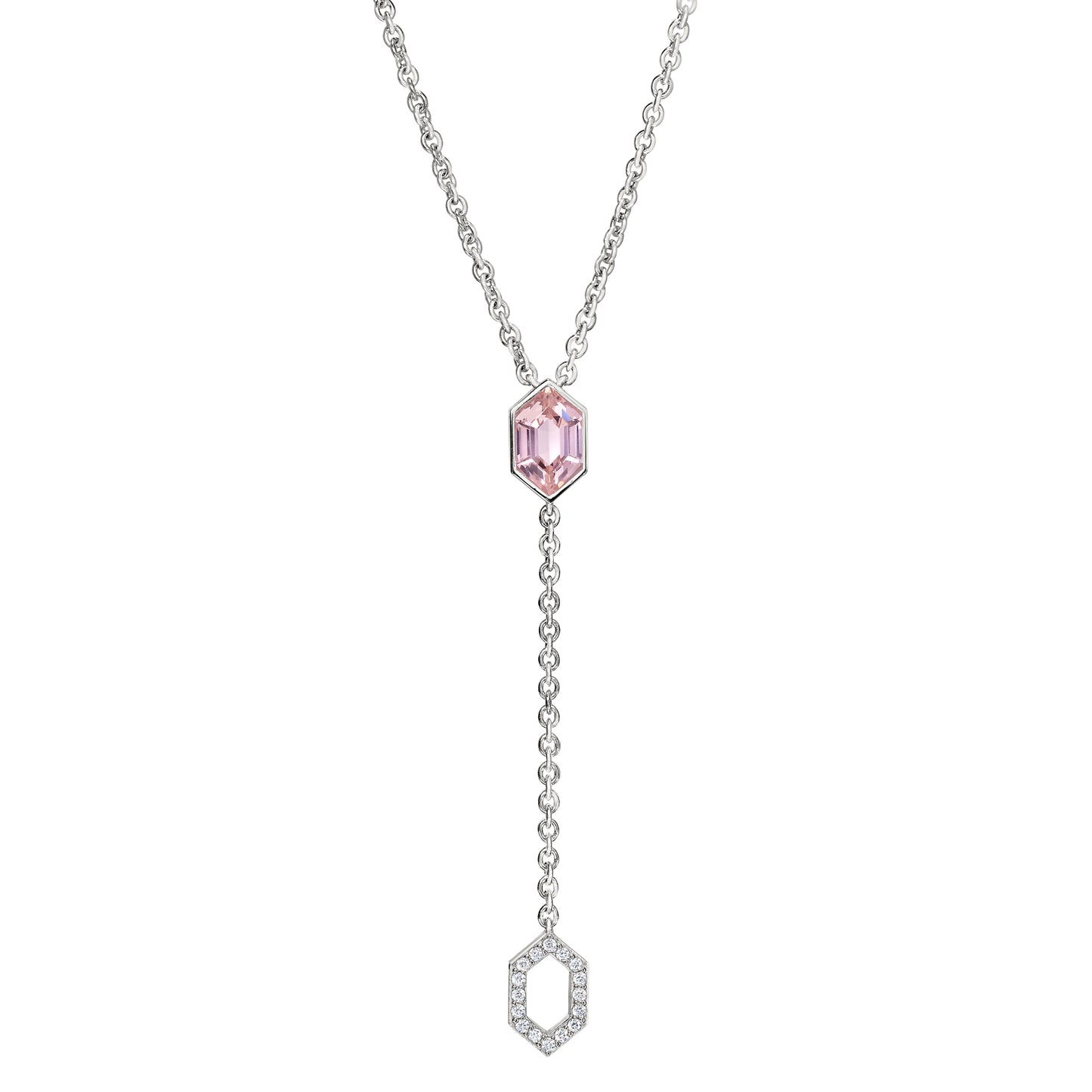 Morganite Hexagon Y Necklace