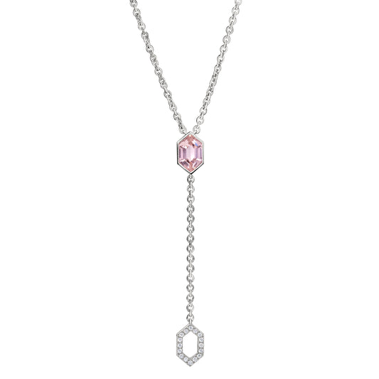 Morganite Hexagon Y Necklace