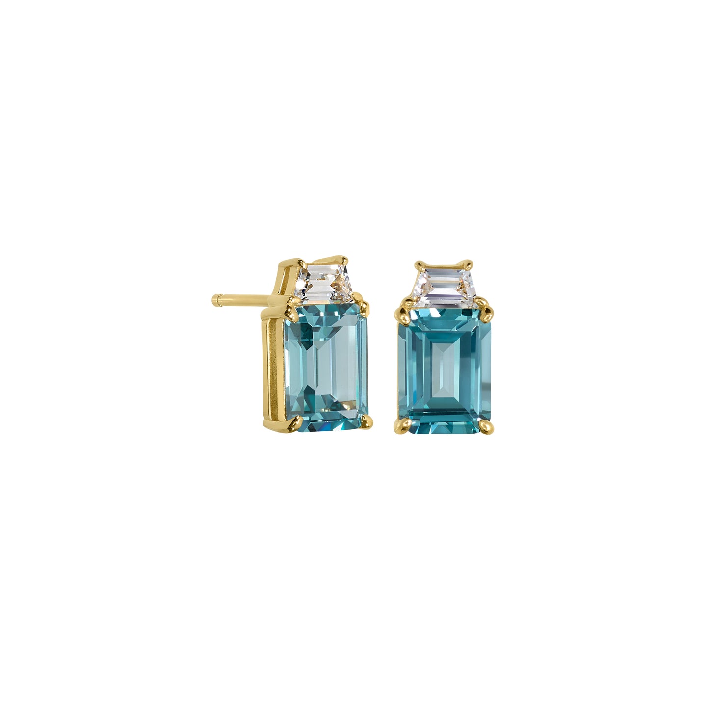 Blue Zircon Spinel Stud Earrings