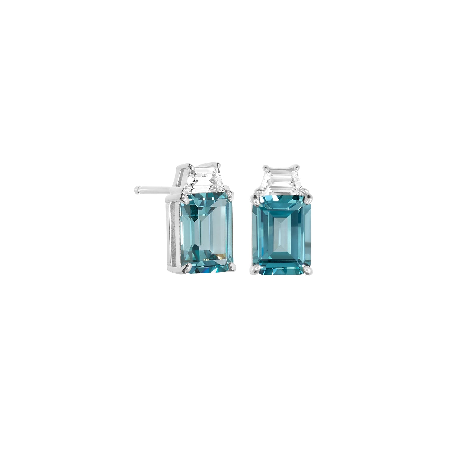 Blue Zircon Spinel Stud Earrings