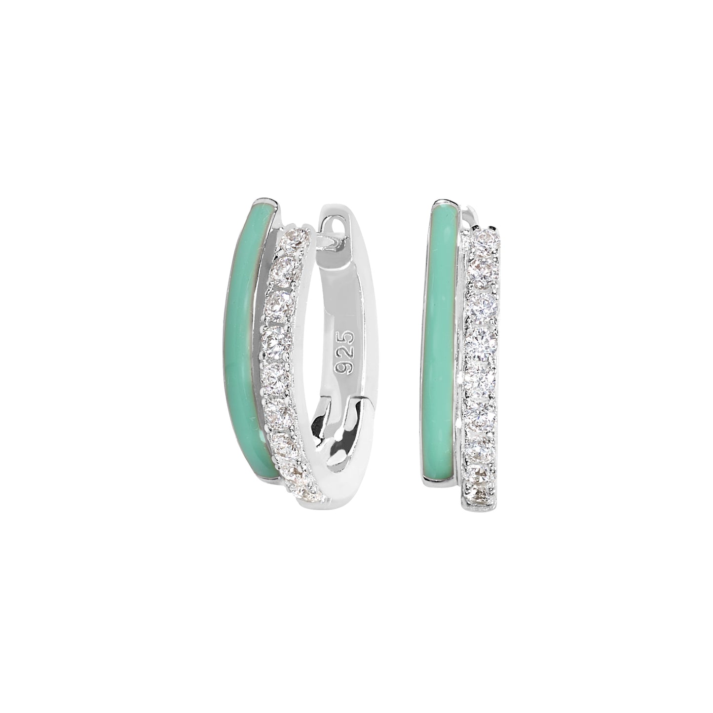 Mint Enamel Huggie Hoop Earrings