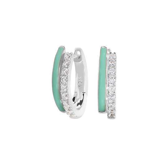 Mint Enamel Huggie Hoop Earrings   (BL2457E)