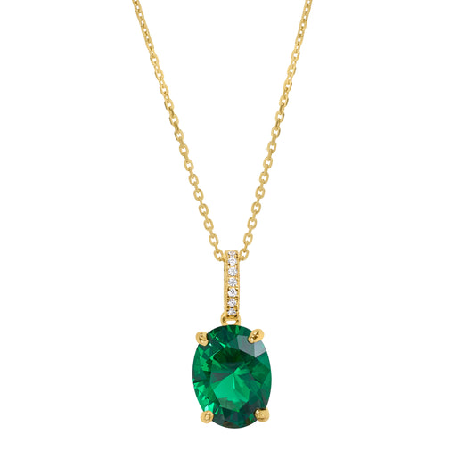 Oval Simulated Emerald Pendant