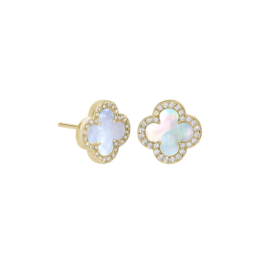 Mother of Pearl Clover Stud Earrings   (BL2465EG-MOP)