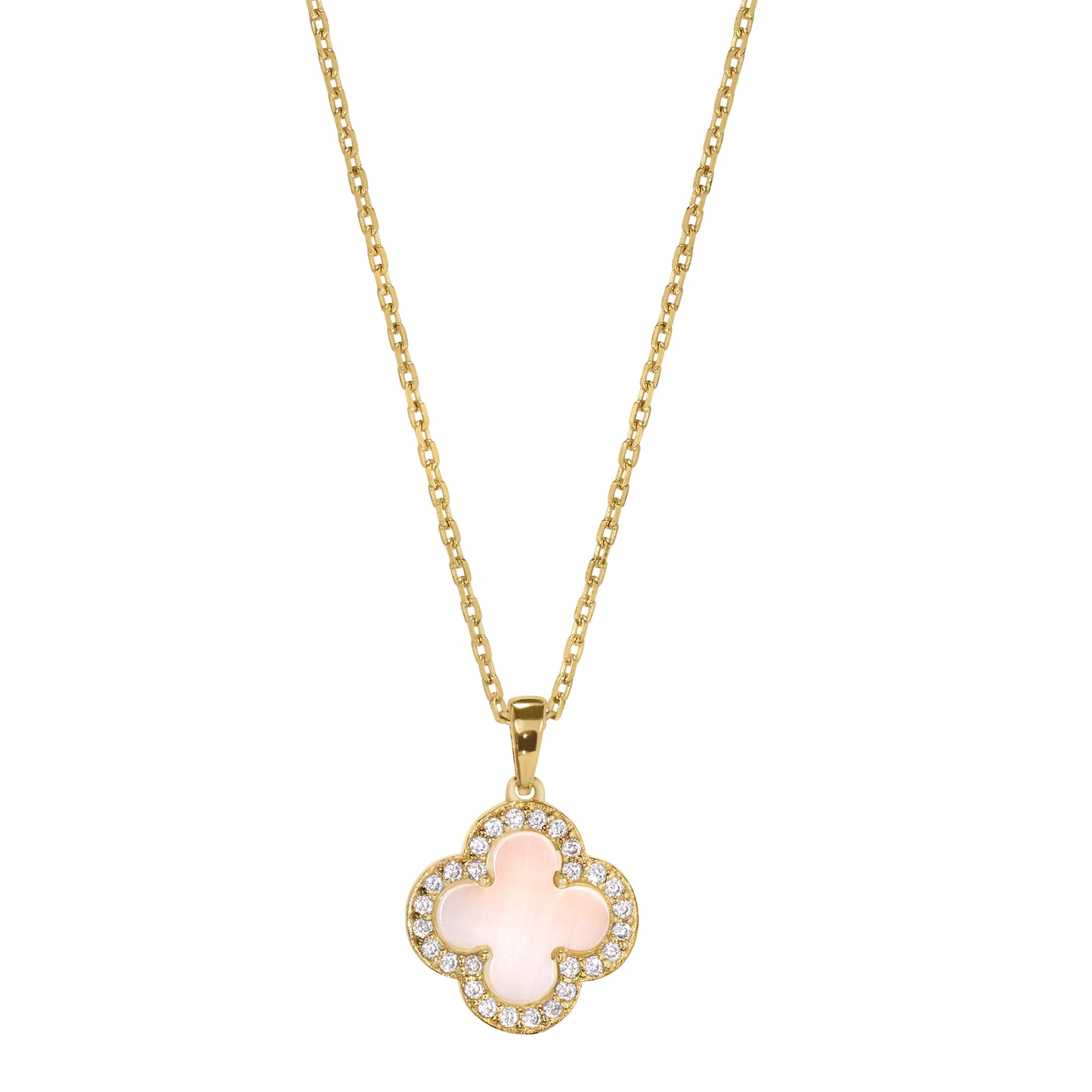 Pink Mother of Pearl Clover Pendant