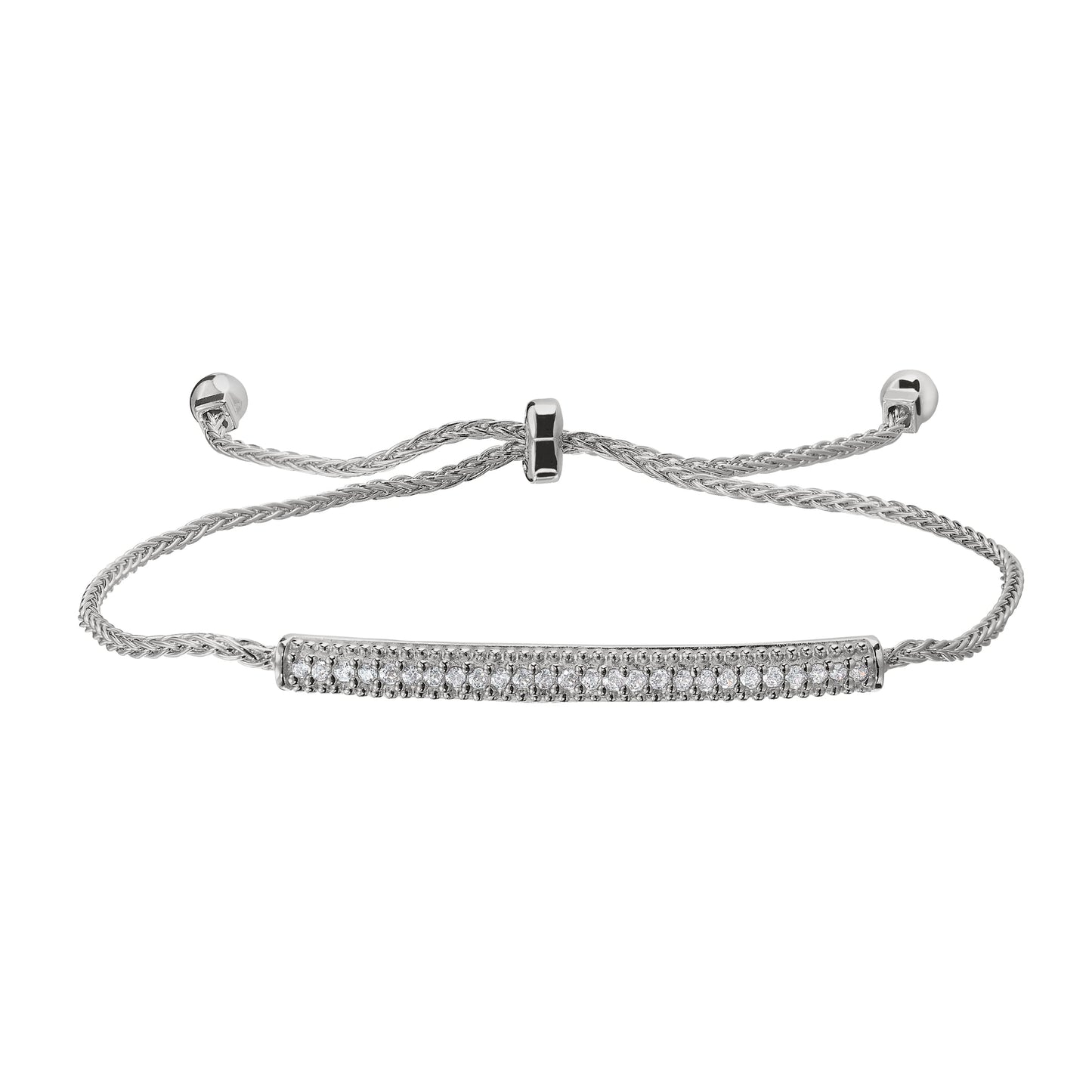 Simulated Diamond Bar Bolo Bracelet