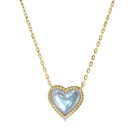 White Mother of Pearl Heart Necklace   (BL3001NG)