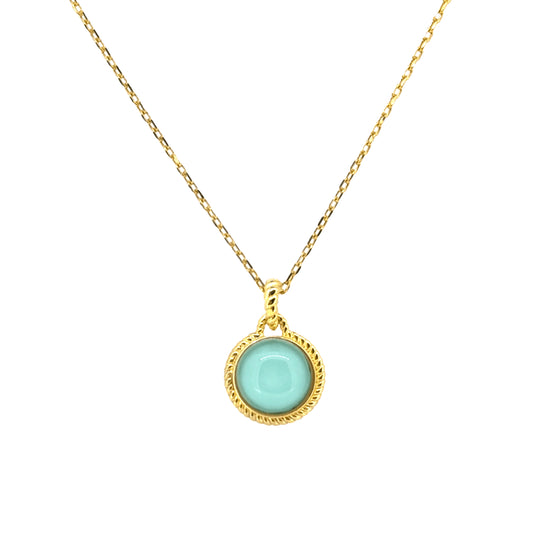 Round Teal Stone Pendant   (BL3004NG)