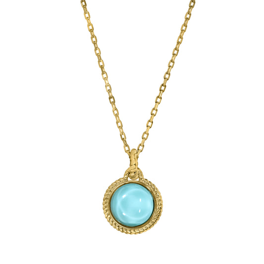 Round Teal Stone Pendant   (BL3004NG)