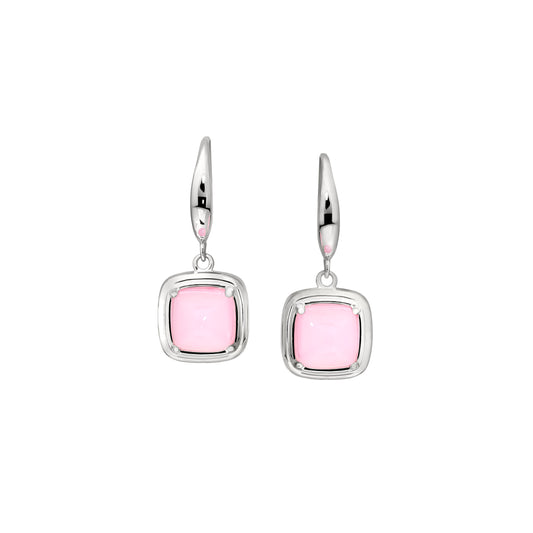 Cushion Cut Pink Stone Drop Earrings   (BL3005E)