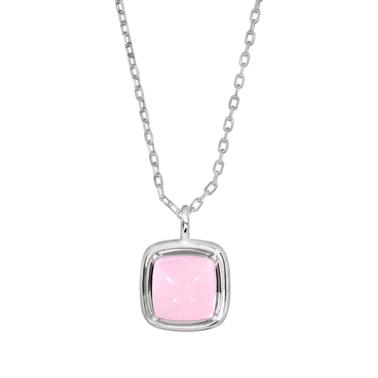 Cushion Cut Pink Stone Pendant   (BL3005N)