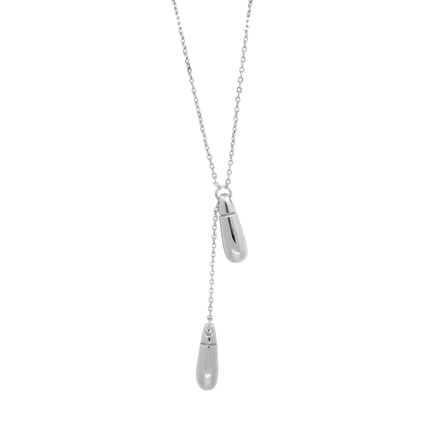 Solid Double Teardrop Lariat Necklace   (BL3009N)