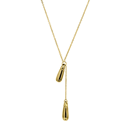 Solid Double Teardrop Lariat Necklace   (BL3009NG)