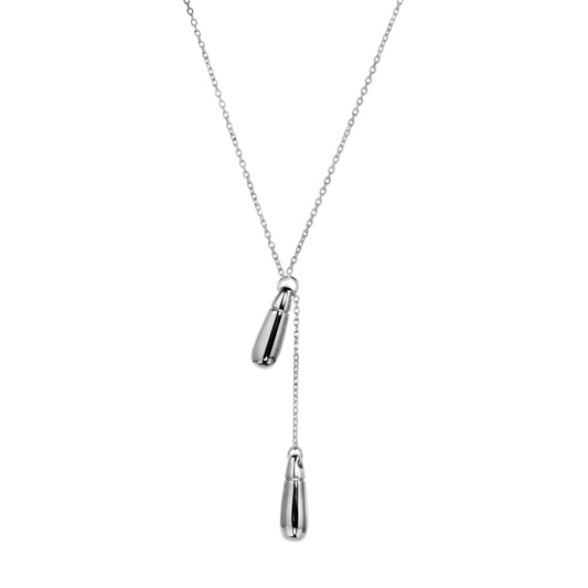 Solid Double Teardrop Lariat Necklace   (BL3009N)