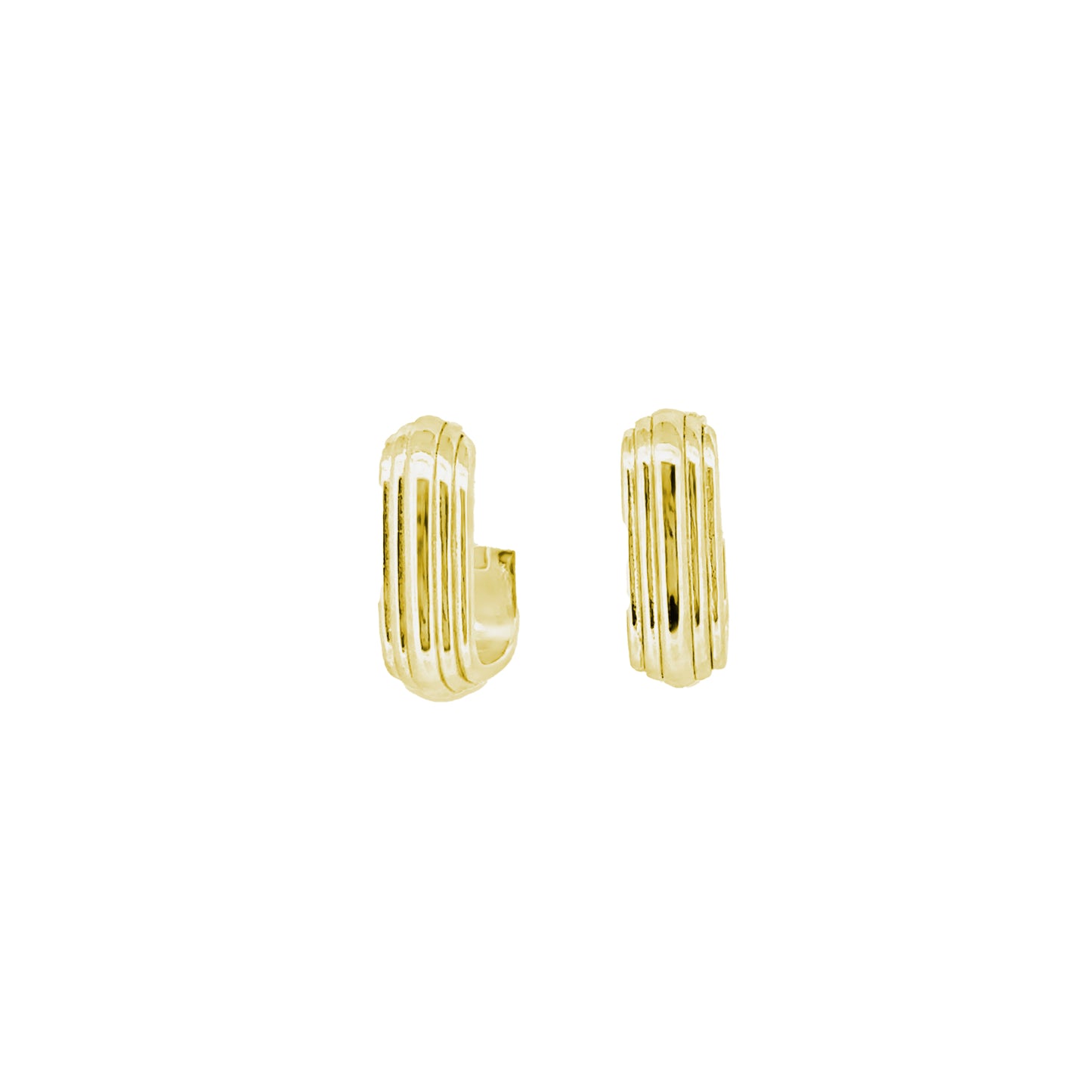 Rounded Square Grooved Huggie Hoop Earrings   (BL3010EG)