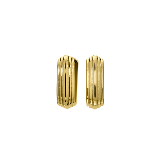 Rounded Square Grooved Huggie Hoop Earrings   (BL3010EG)