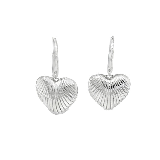 Shell Pattern Heart Drop Earrings   (BL3012E)