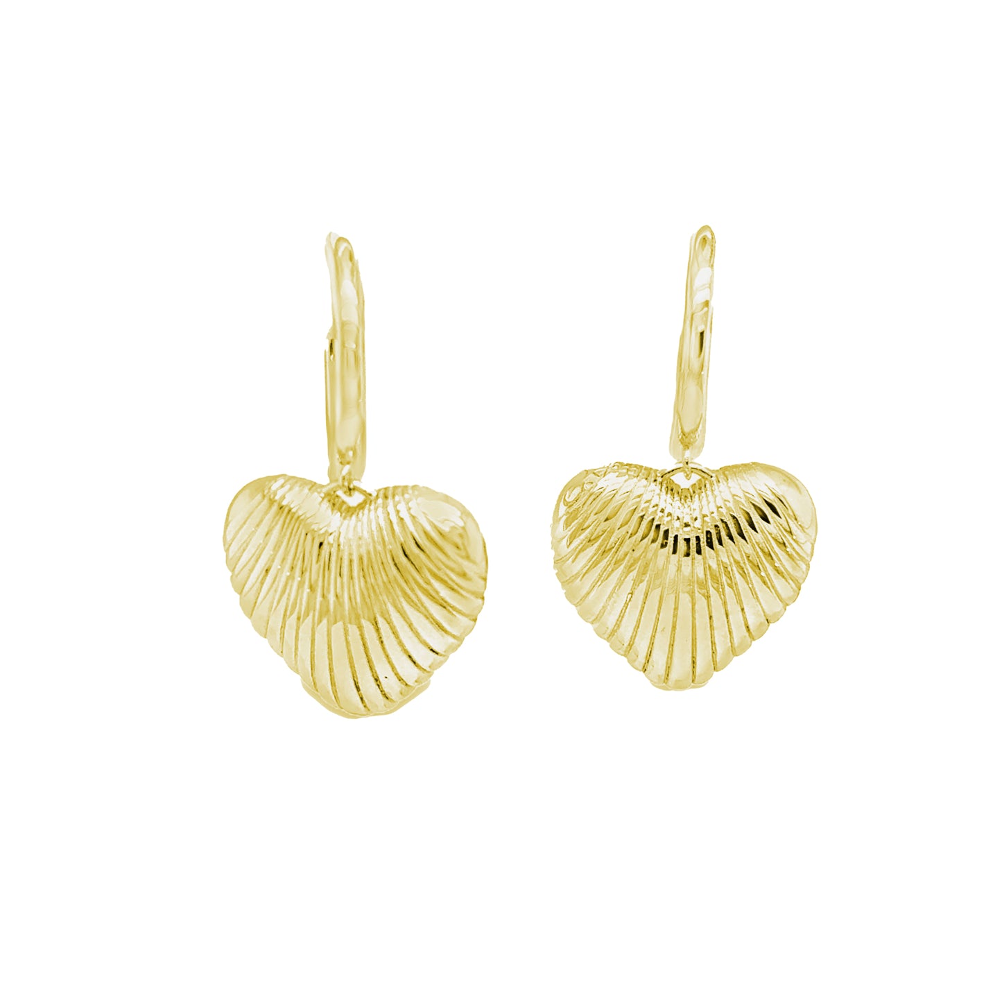 Shell Pattern Heart Drop Earrings   (BL3012EG)