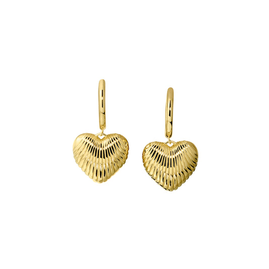 Shell Pattern Heart Drop Earrings   (BL3012EG)