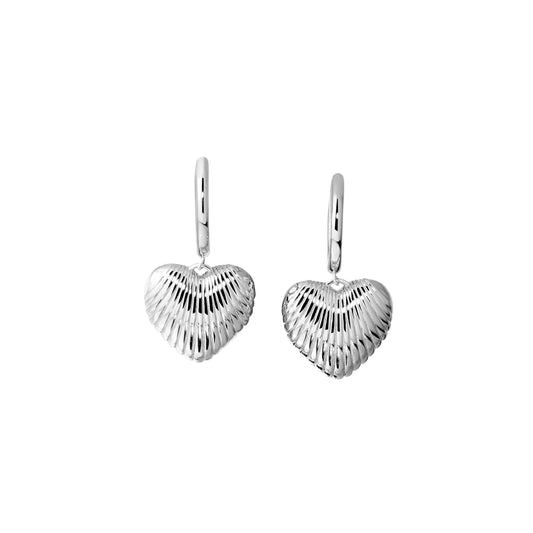Shell Pattern Heart Drop Earrings   (BL3012E)