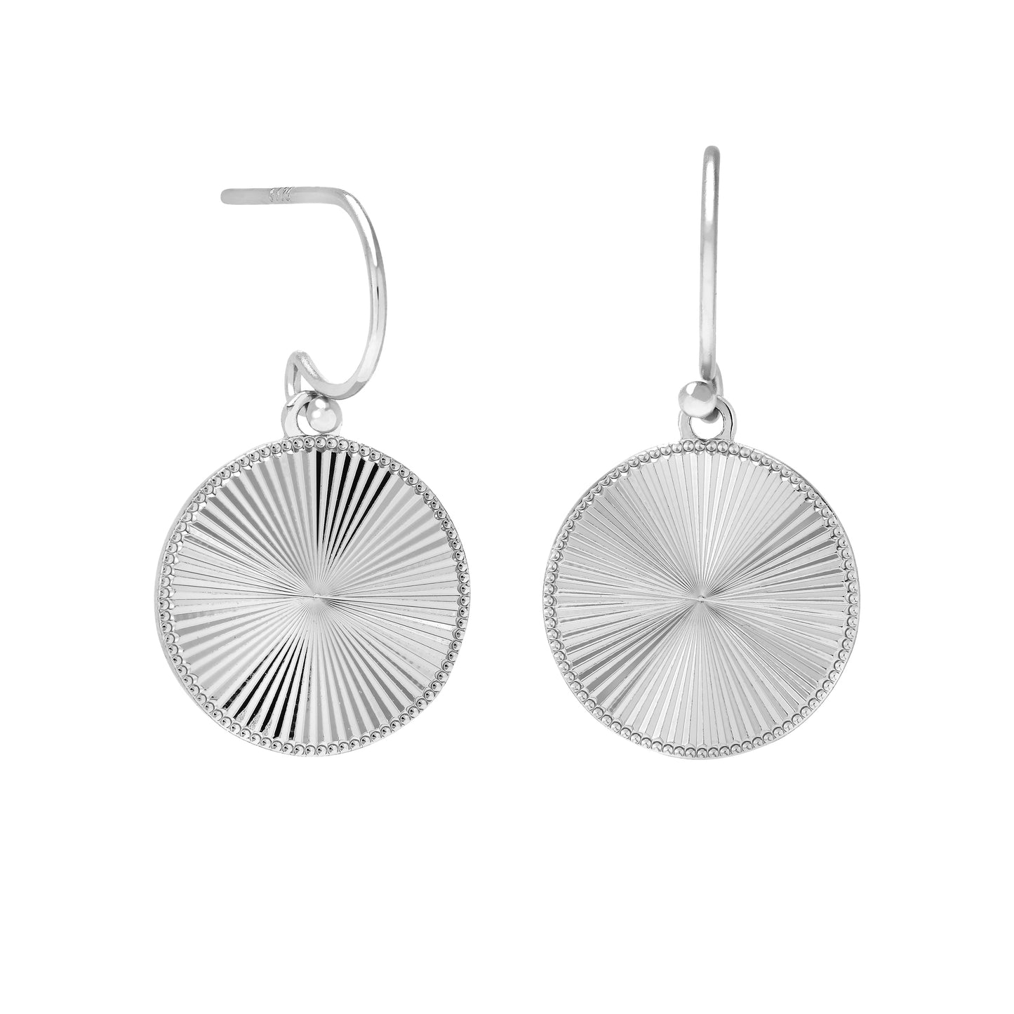 Diamond Cut Starburst Round Drop Earrings
