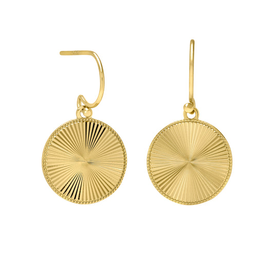 Diamond Cut Starburst Round Drop Earrings