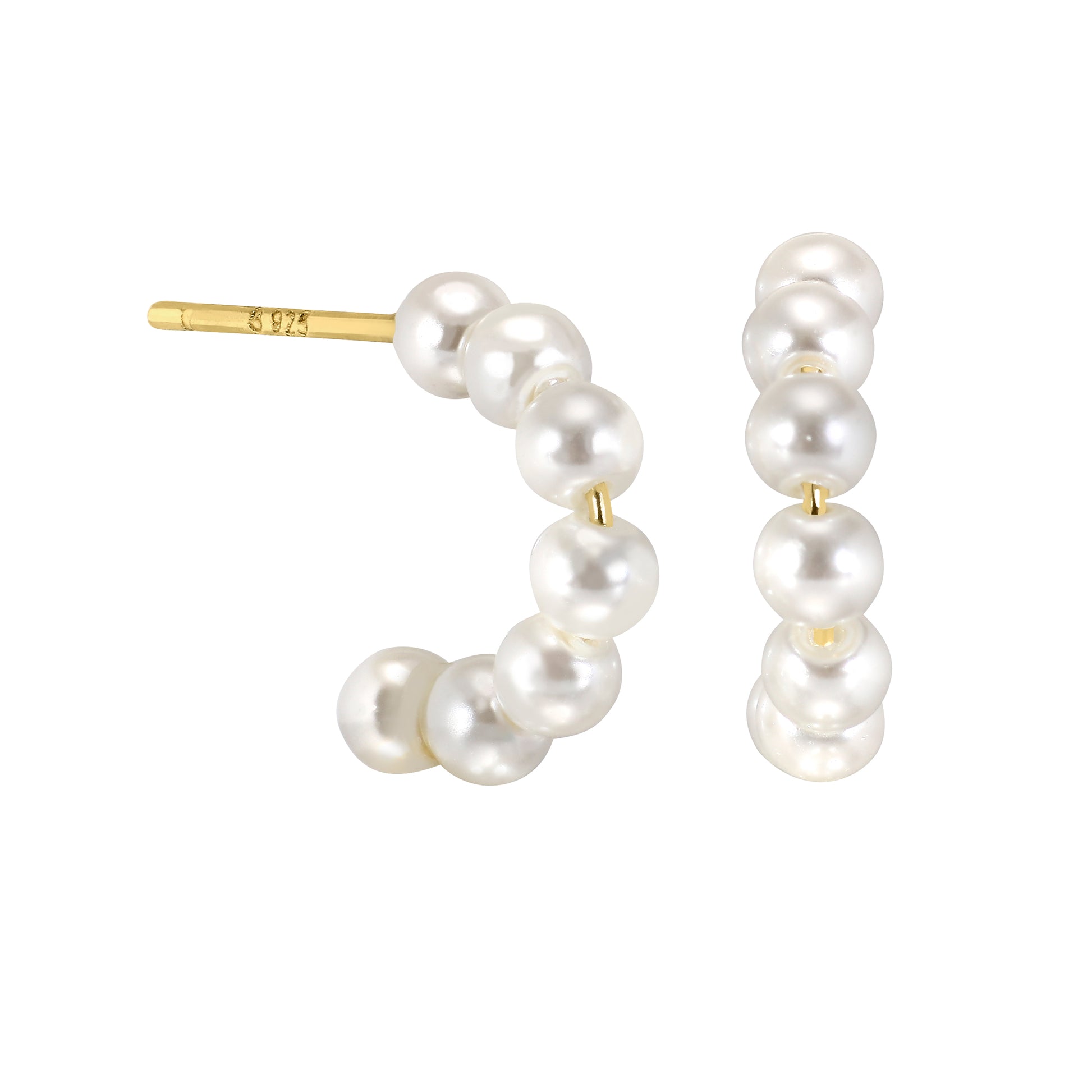 Pearl Huggie Hoop Earrings