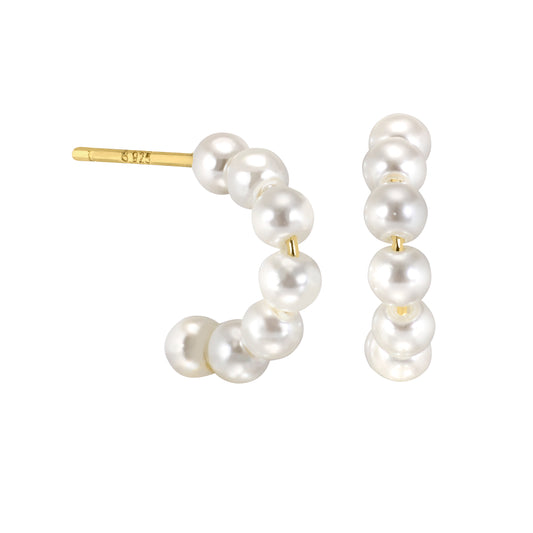 Pearl Huggie Hoop Earrings
