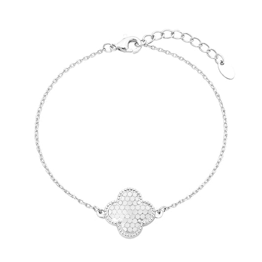 Diamond Cut Sequin Pattern Clover Bracelet