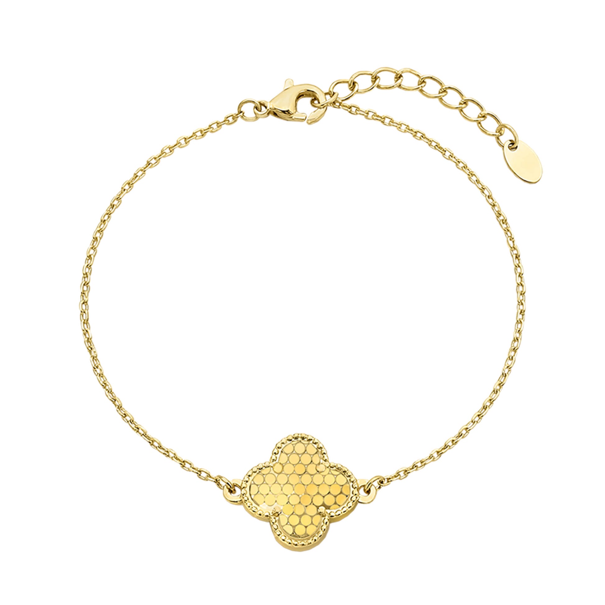 Diamond Cut Sequin Pattern Clover Bracelet