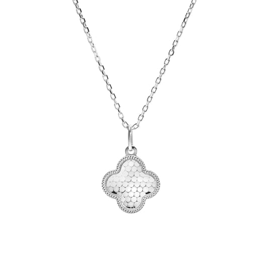 Diamond Cut Sequin Pattern Clover Pendant