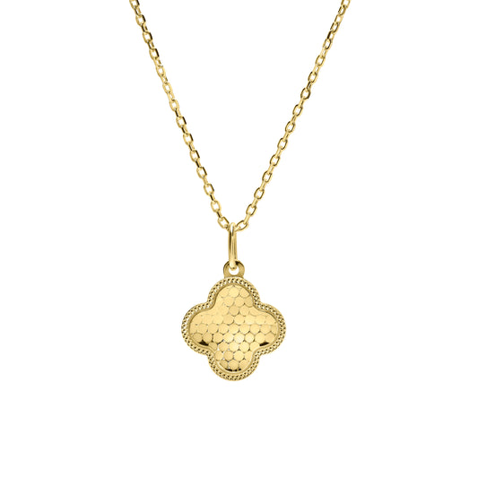 Diamond Cut Sequin Pattern Clover Pendant