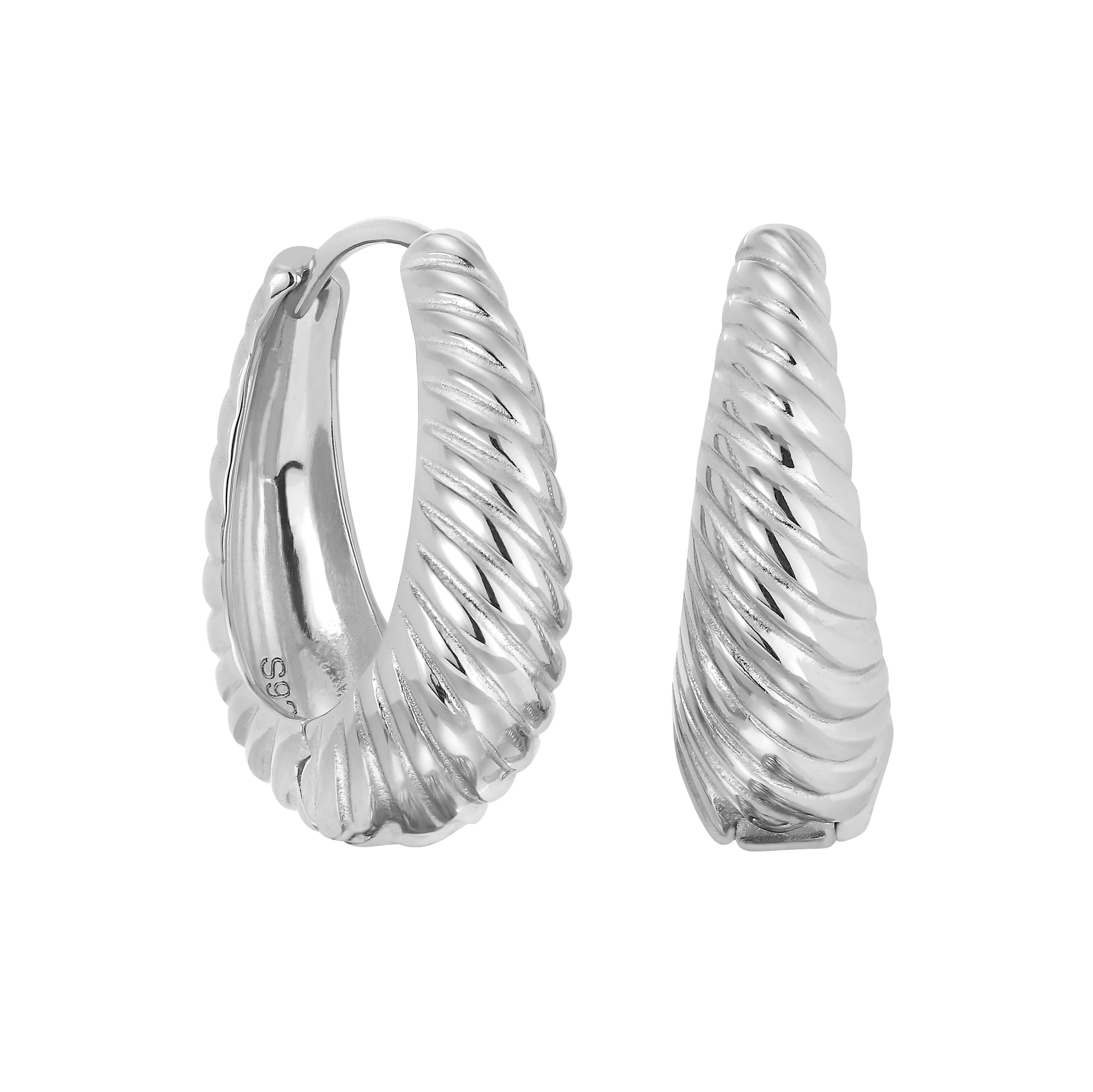 Tapered Hoop Earrings with Twisted Design